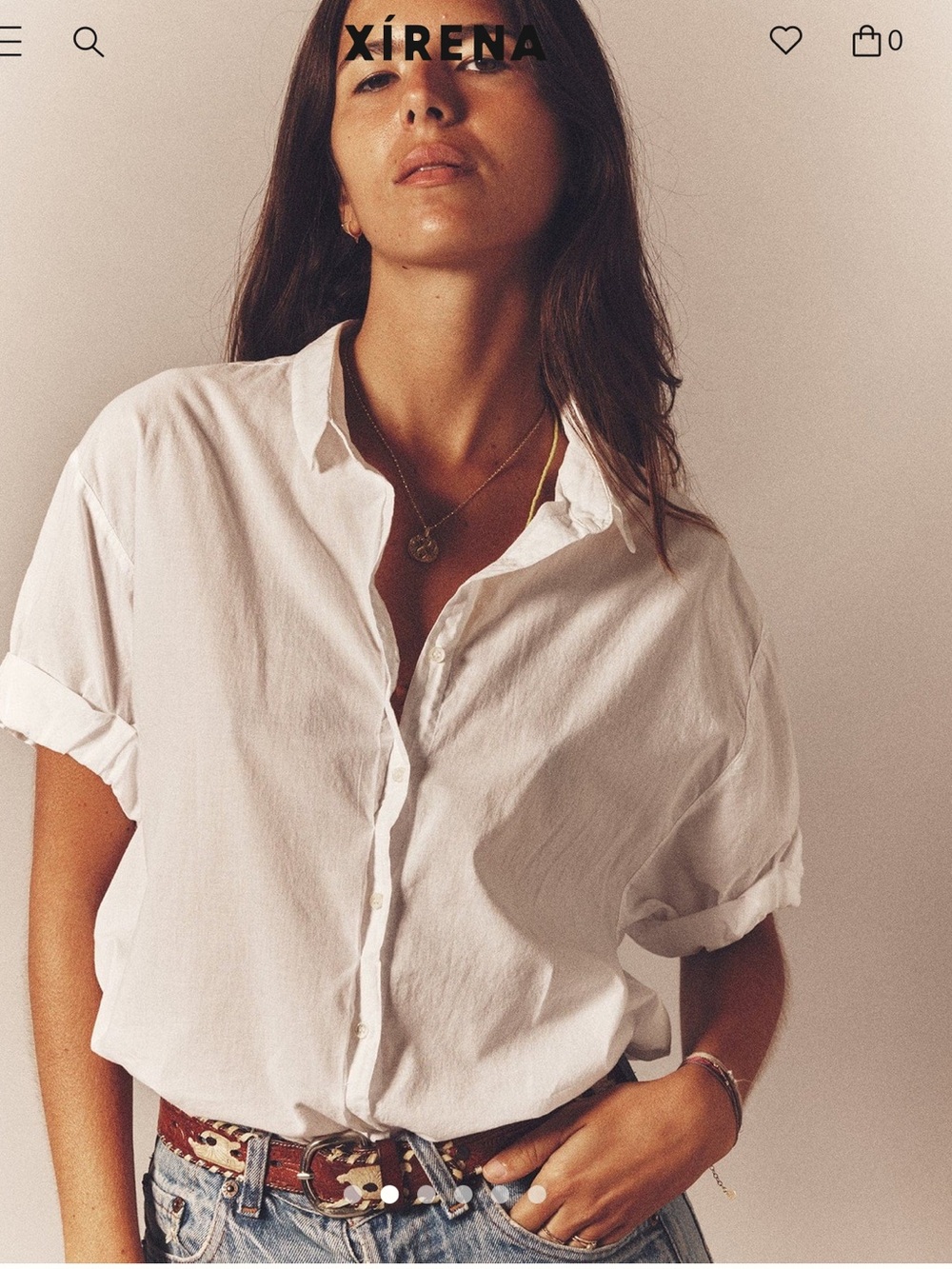 XiRENA White Short-Sleeve Channing Button-Down Shirt M (like new) - Picture 2 of 5